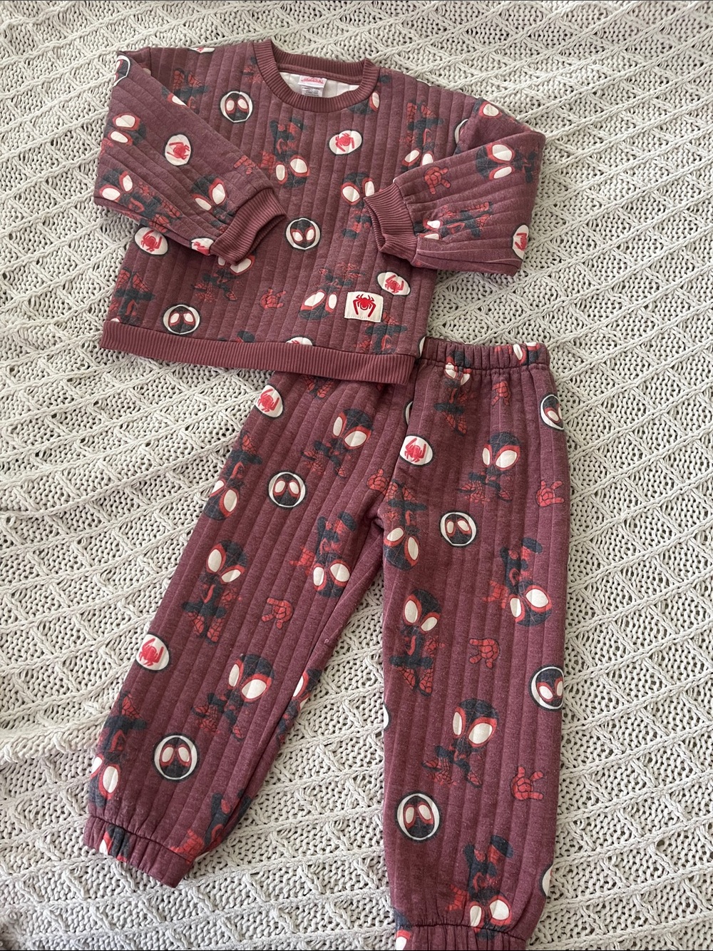 Marvel Maroon Spider-Man Quilted Pajama Set